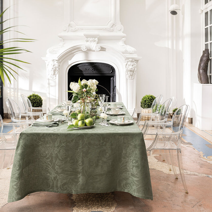 Tablecloth Tivoli Green 175x175 100% linen, , hi-res image number 1