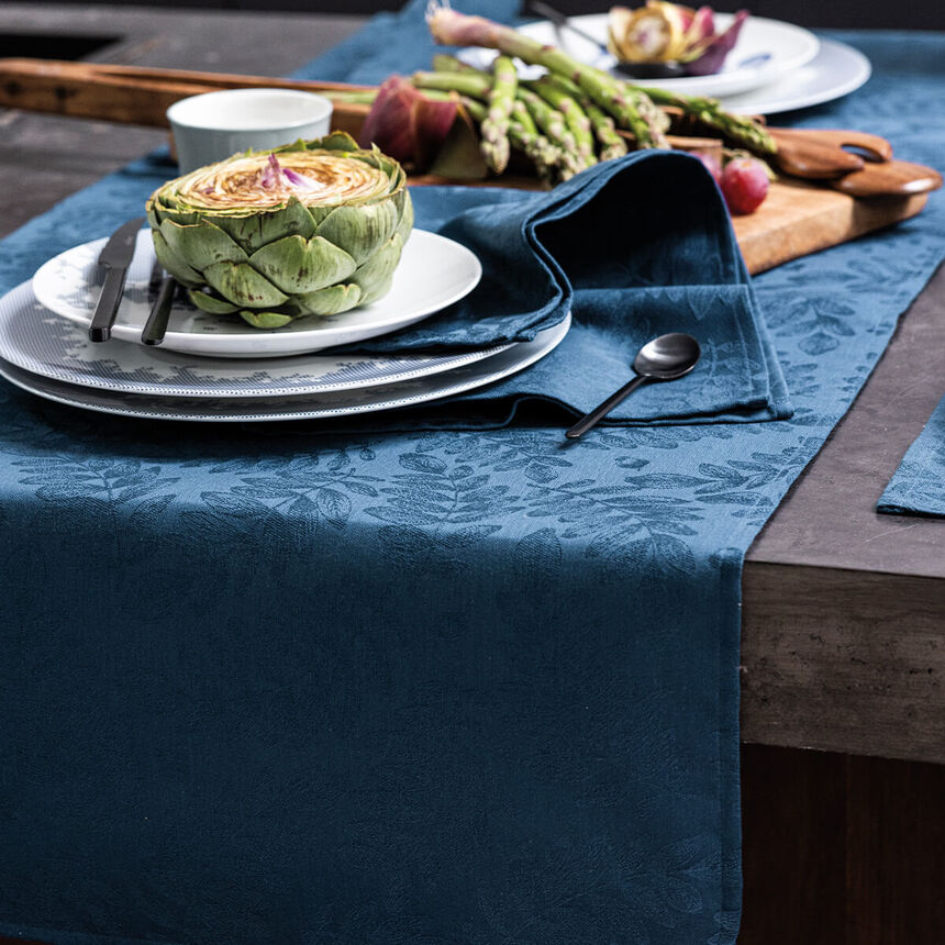 Runner Vegetal mood Blue 50x150 100% cotton, , hi-res image number 1