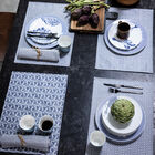 Coated placemat Empreintes Rayures Blue 50x36 100% cotton, , hi-res image number 0