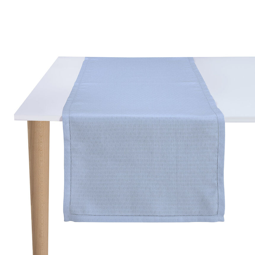 Runner Portofino G&eacute;o Blue 50x150 100% linen, , hi-res image number 1