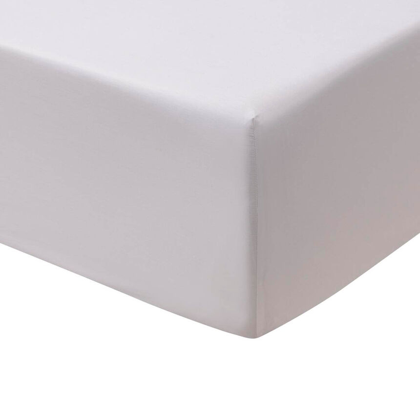 Fitted sheets Feuilles en sc&egrave;ne  White 100X200X35 100% cotton, , hi-res image number 0