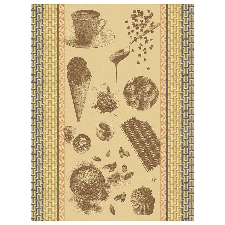 Tea towel Chocolats - Recettes Pink 60x80 100% cotton, , hi-res image number 0