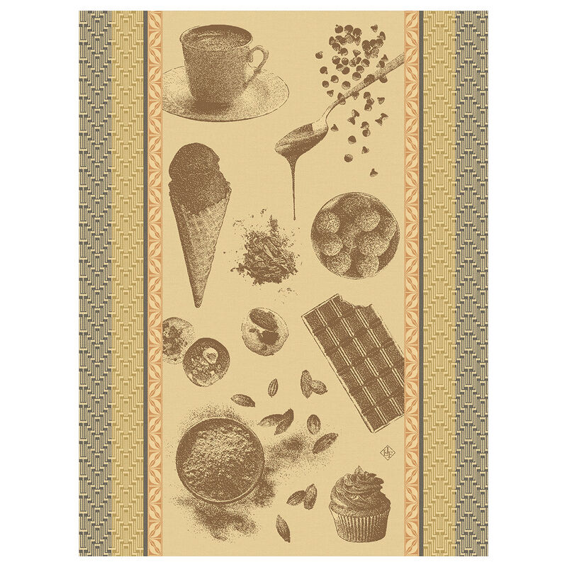 Tea towel Chocolats - Recettes Pink 60x80 100% cotton, , hi-res image number 0