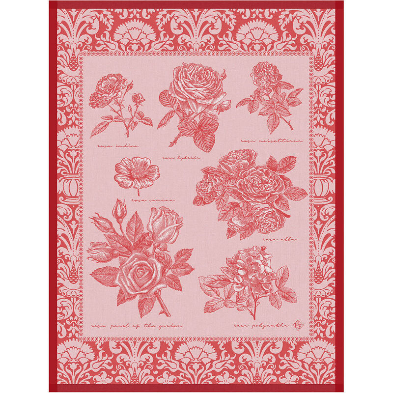 Tea towel Jardin des roses red 60x80 100% cotton, , hi-res image number 0
