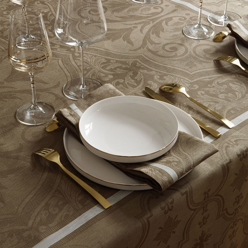 Tablecloth Armoiries Brown 175x320 100% linen, , hi-res image number 3