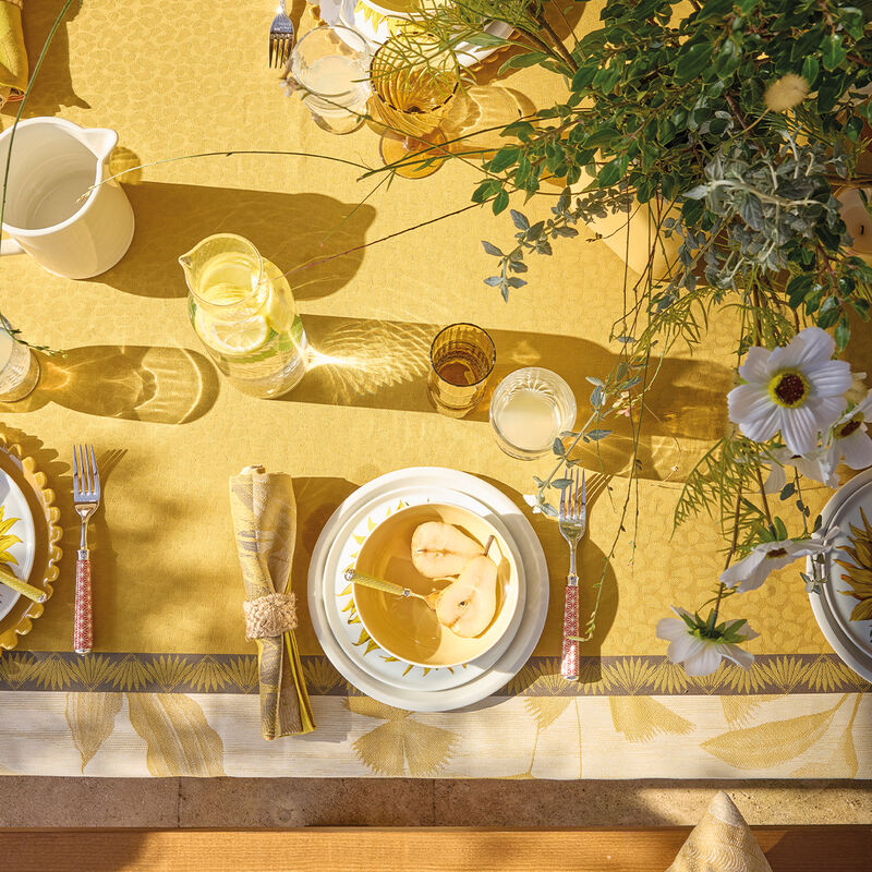 Coated tablecloth Sinharâja Coated Yellow 175x175 100% cotton, , hi-res image number 3