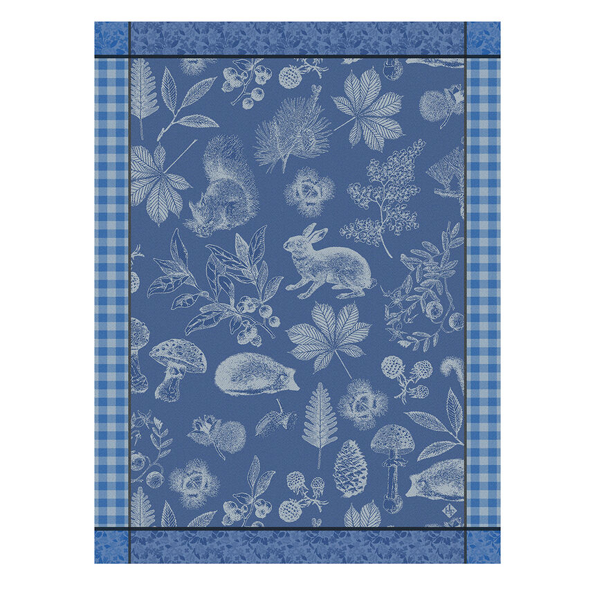 Tea towel Dans les bois Tableau Blue 60x80 100% cotton, , hi-res image number 0