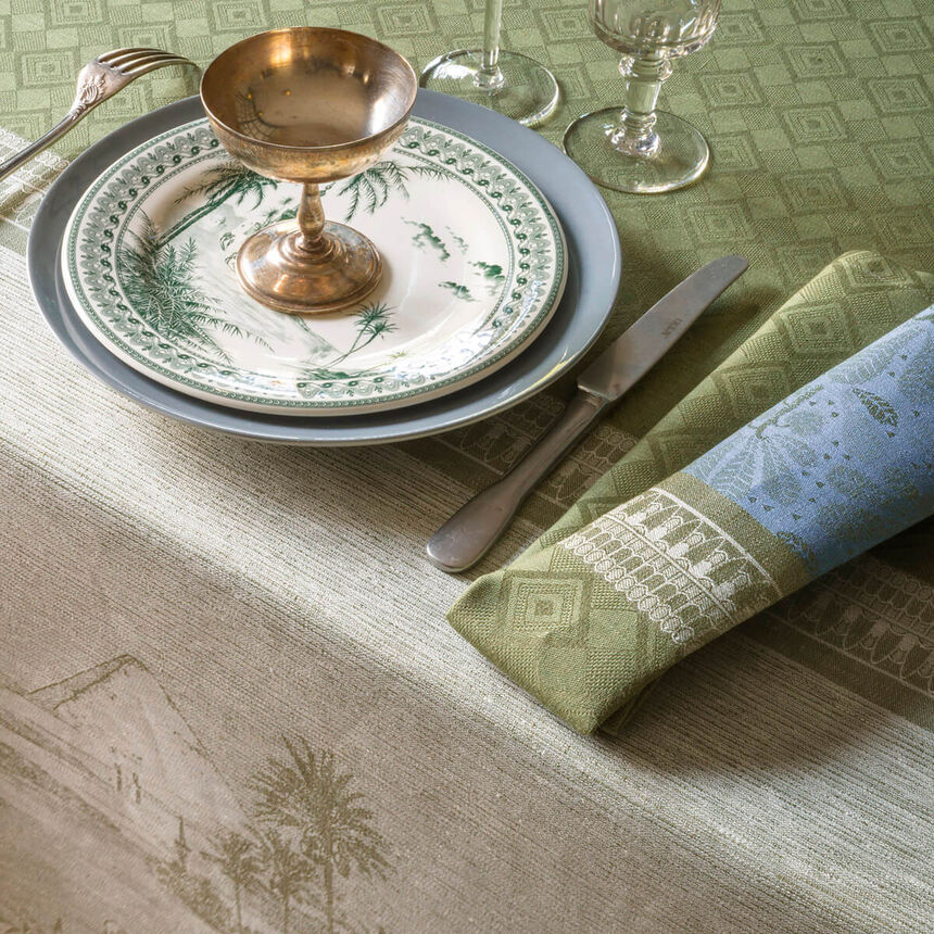 Tablecloth Croisi&egrave;re sur le Nil Palm 175x175 100% linen, , hi-res image number 3