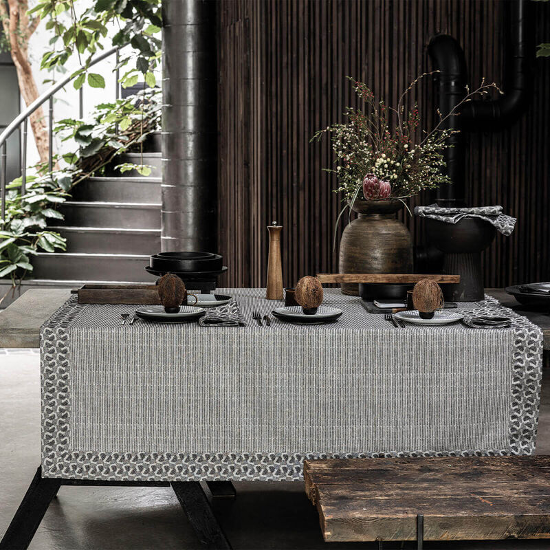Tablecloth Empreintes Black 150x150 100% cotton, , hi-res image number 1