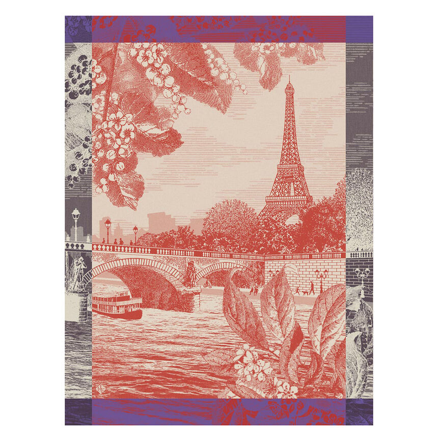 Tea towel Paris sur seine Red 60x80 100% cotton, , hi-res image number 0