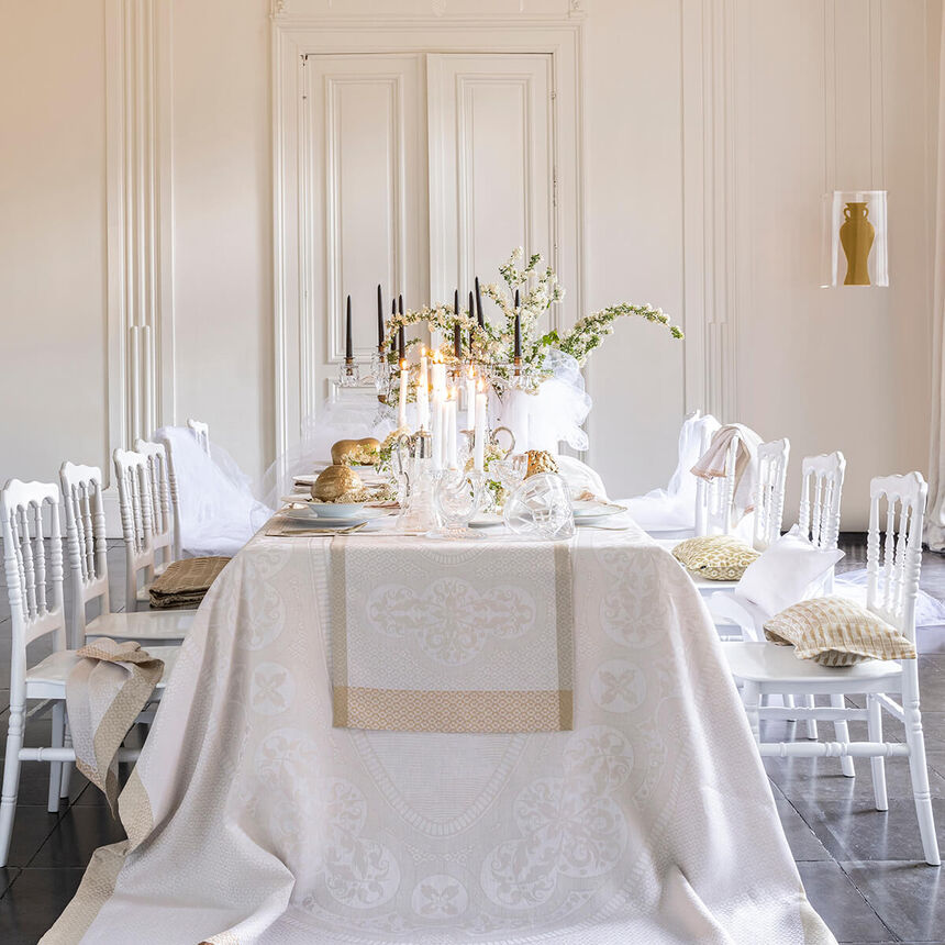 Tablecloth &Eacute;vasion C&eacute;leste Beige 175x175 100% linen, , hi-res image number 0