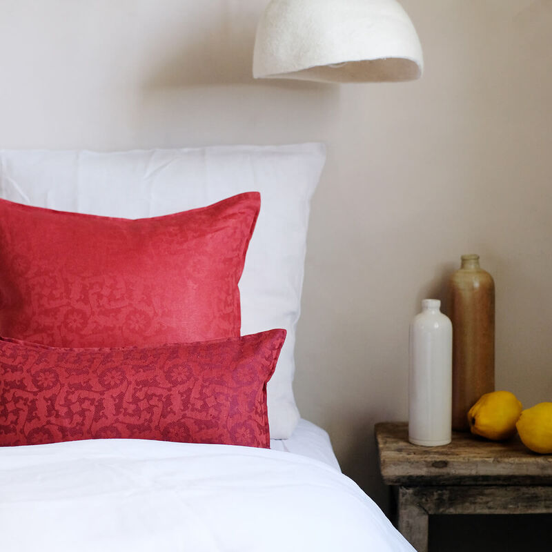 Cushion cover Ottomane Fresque Burgundy 50x50 100% linen, , hi-res image number 1