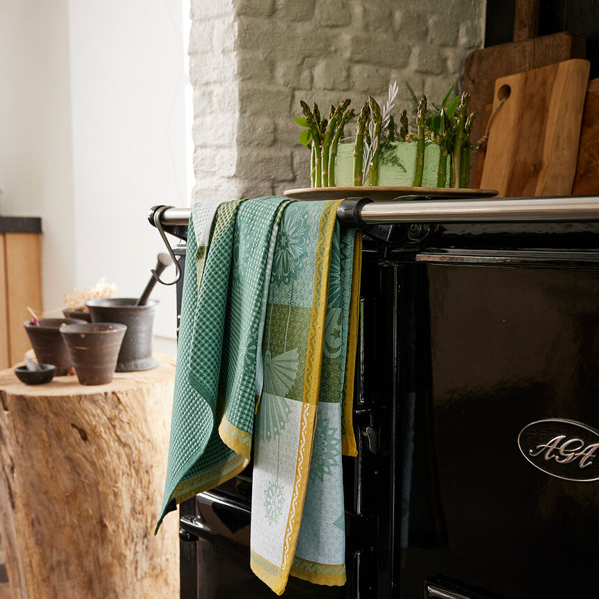 Tea towel Lumi&egrave;res d'&eacute;toiles  Green 60x80 100% cotton, , hi-res image number 0