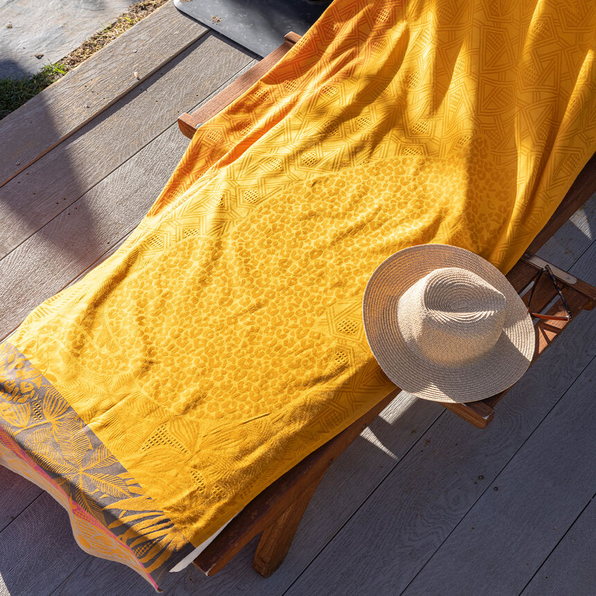 Beach towel Carioca Yellow 100x200 100% cotton, , hi-res image number 0