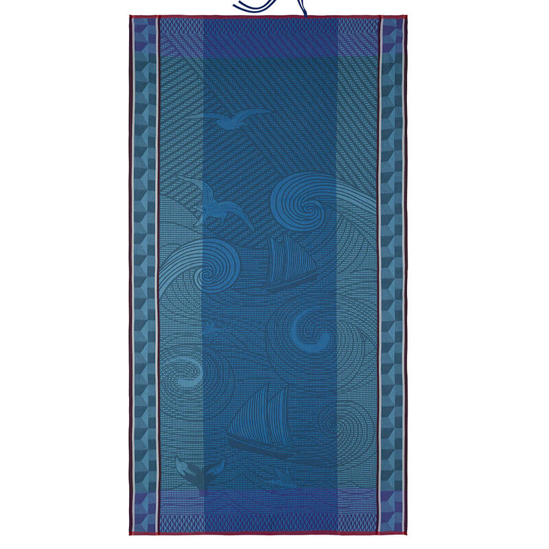 Beach towel Baignade à Socoa Blue 100x200 100% cotton, , hi-res image number 1