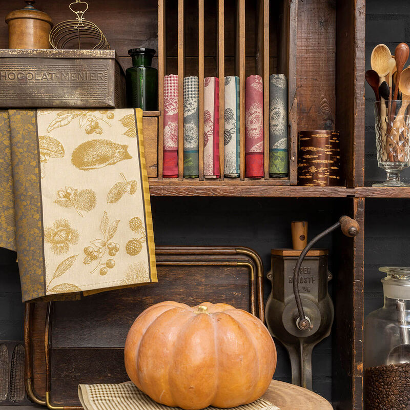 Tea towel Dans les bois Tryptique Green 60x80 100% cotton, , hi-res image number 0