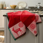 Tea towel Lumières d'étoiles Red 60x80 100% cotton, , hi-res image number 0
