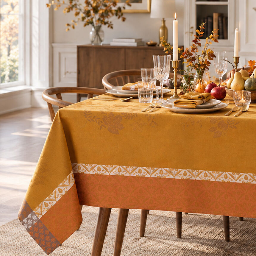Tablecloth Manor lane Orange 175x175 100% cotton, , hi-res image number 0