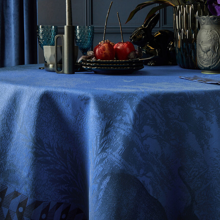 Tablecloth For&ecirc;t enchant&eacute;e Blue 175x175 100% cotton, , hi-res image number 1