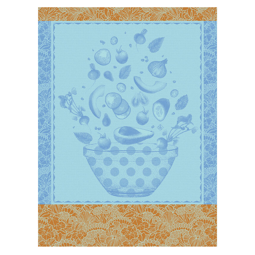Tea towel Salade d'&eacute;t&eacute; Blue 60x80 100% cotton, , hi-res image number 0