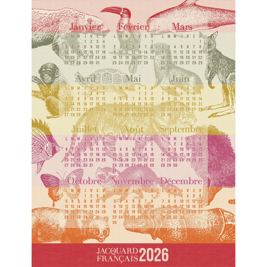 Tea towel Calendrier 2026 Red 60x80 100% cotton, , hi-res image number 0