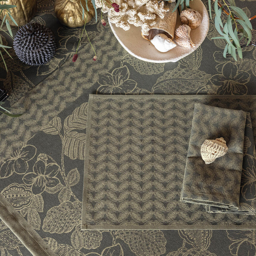Coated placemat Sulawesi Feuillage Green 50x36 100% cotton, , hi-res image number 1