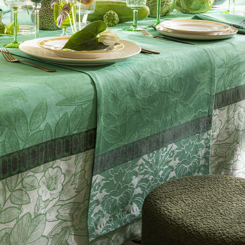 Runner Escapade Tropicale Green 50x150 100% linen, , hi-res image number 0