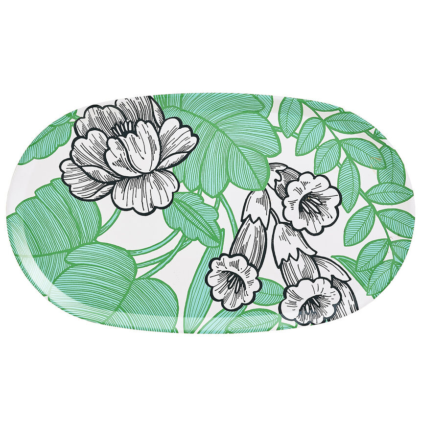 Tray Escapade Tropicale Green Oval55x32 100% Wood, , hi-res image number 0