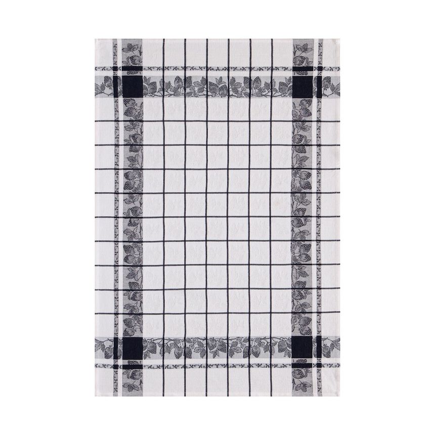 Tea towel Fraises Black 60x80 100% cotton, , hi-res image number 0