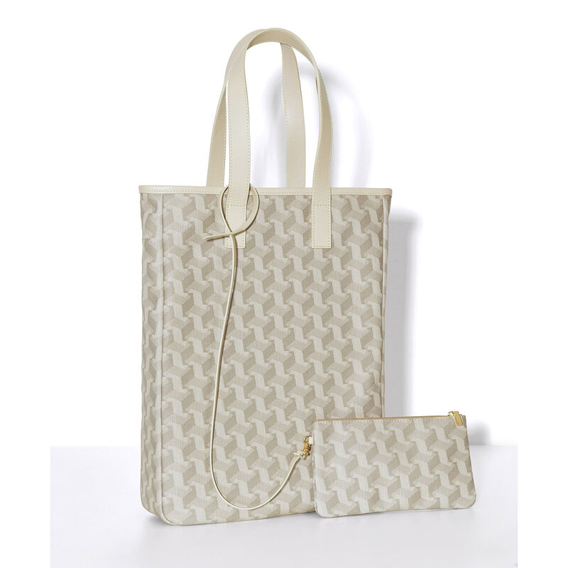 Hand-carried bag Picto Beige 100% cotton, acrylic coating. Garnish: Cattle leather, , hi-res image number 2