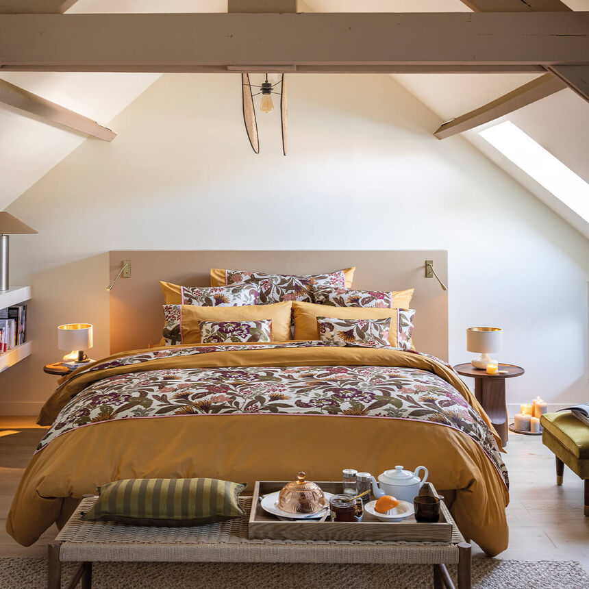 Duvet cover Panache de fleurs  Yellow 135X200 100% cotton, , hi-res image number 0