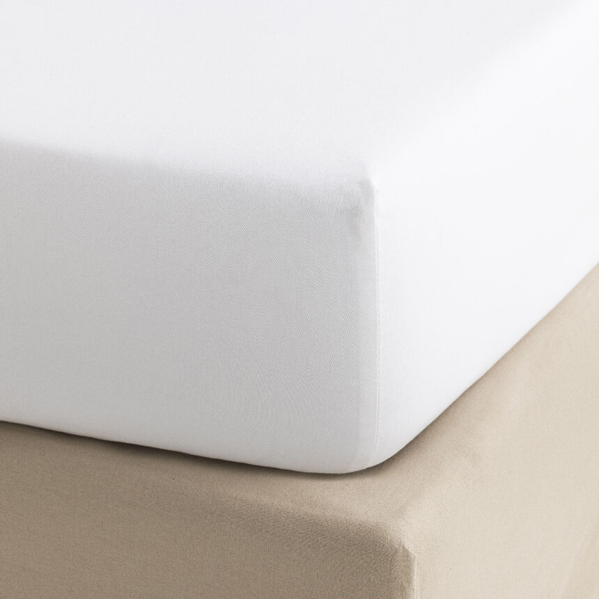 Fitted sheet Apparat White 100X200X35 100% cotton, , hi-res image number 0