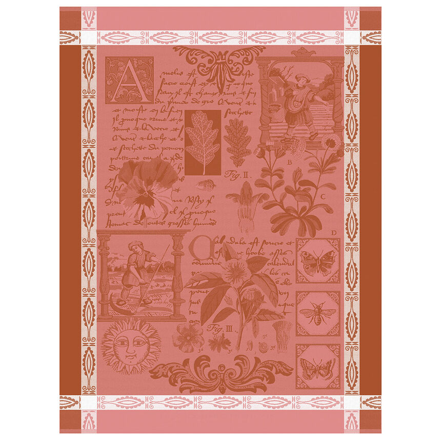 Tea towel Herbier Pink 60x80 100% cotton, , hi-res image number 0