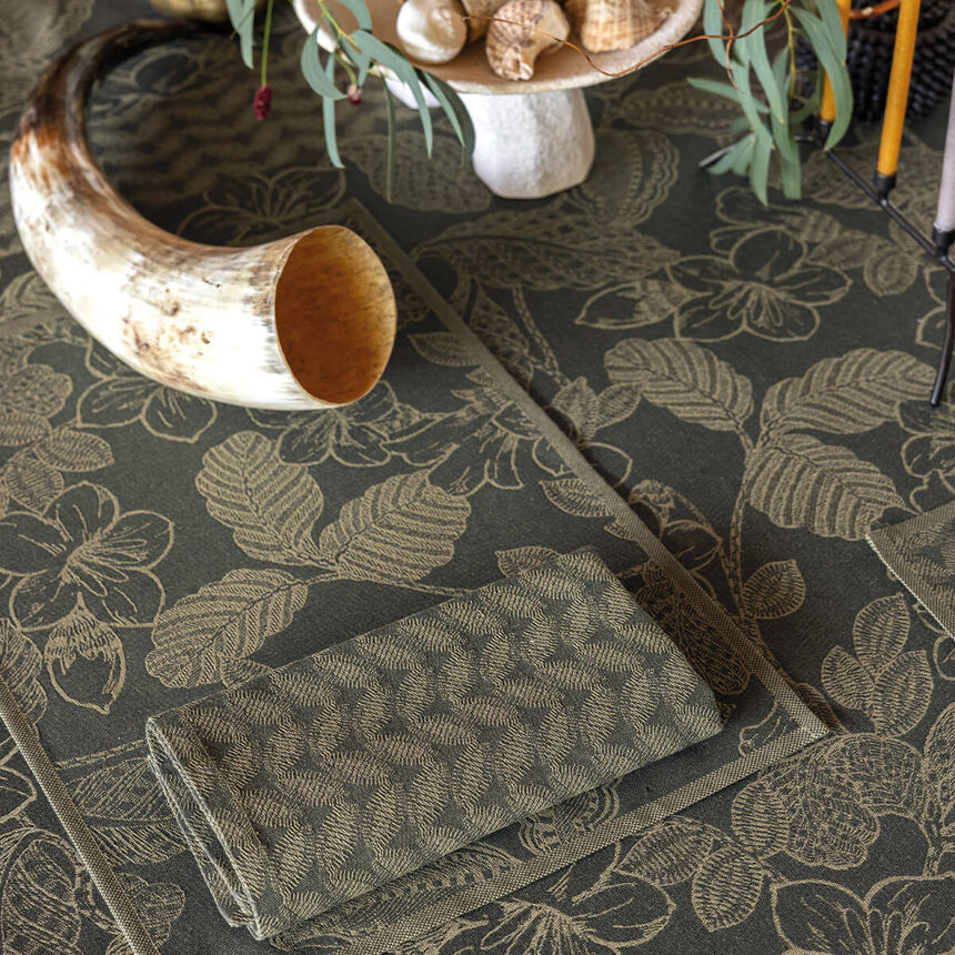 Coated placemat Sulawesi Fleurs Green 50x36 100% cotton, , hi-res image number 1