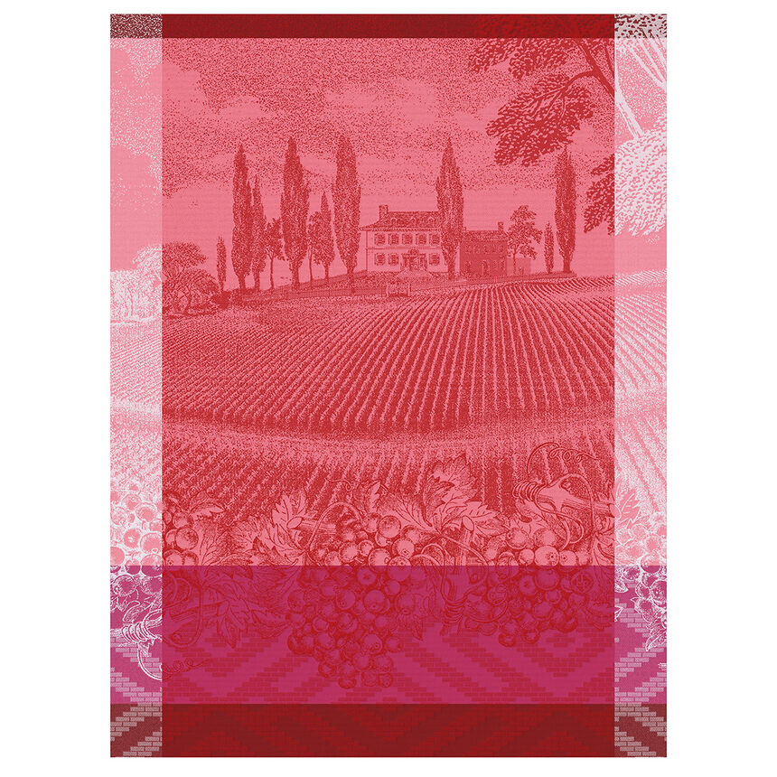Tea towel Vignoble Pink 60x80 100% cotton, , hi-res image number 0