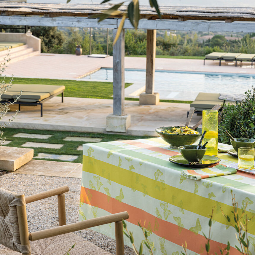 Tablecloth Bal des papillons Yellow &Oslash;175 100% cotton, , hi-res image number 1