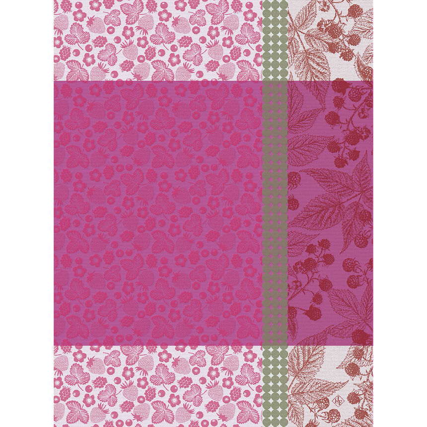 Tea towel Cueillette d'&eacute;t&eacute; Pink 60x80 100% cotton, , hi-res image number 0