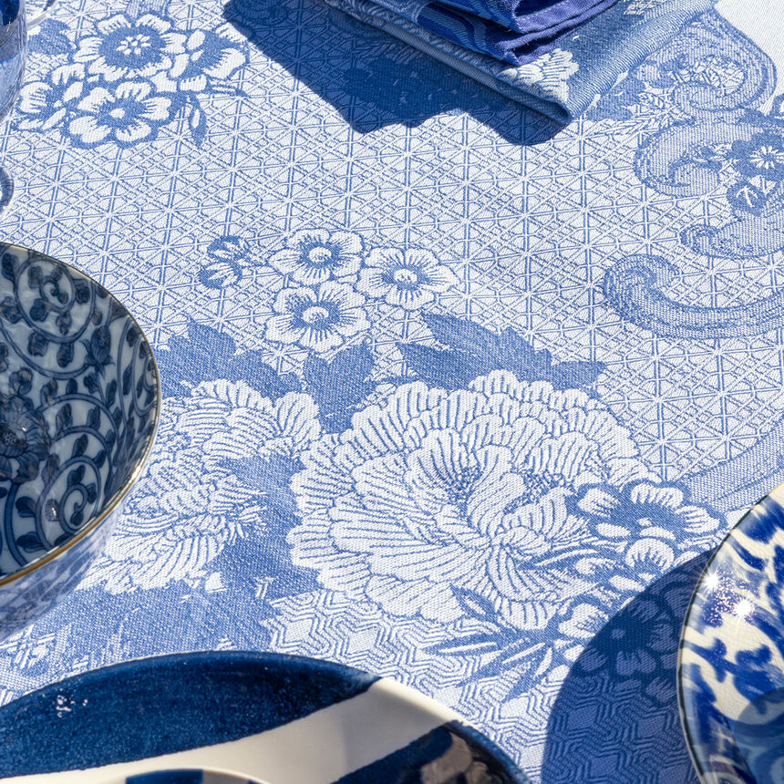 Tablecloth Promenade Imp&eacute;riale Blue 120x120 100% cotton, , hi-res image number 5