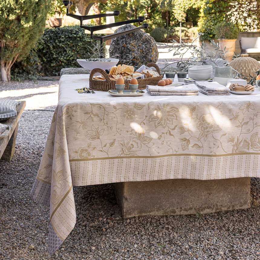 Tablecloth &Eacute;t&eacute; Indien Beige 120x120 100% linen, , hi-res image number 3