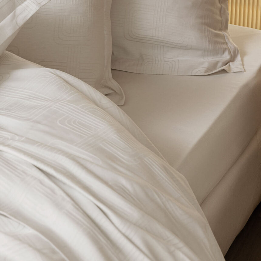 Fitted sheets H&ocirc;tel particulier Grey 100X200X35 50% cotton - 50 % linen, , hi-res