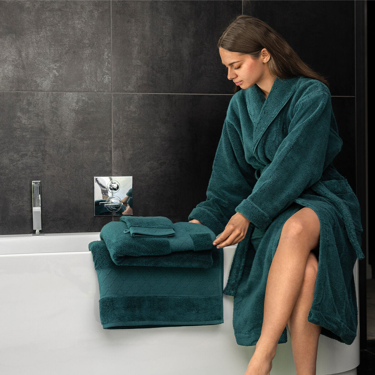 bath towel cotton terry Caresse | Le Jacquard Français