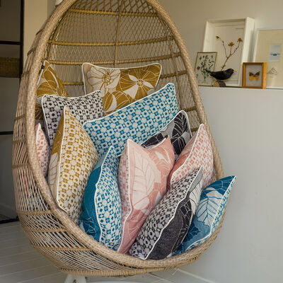 Cushion cover Pochoir Black 40x40 100% cotton