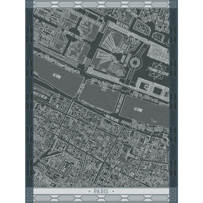 Tea towel A vol d'oiseau Paris Black 60x80 100% cotton, , hi-res image number 0