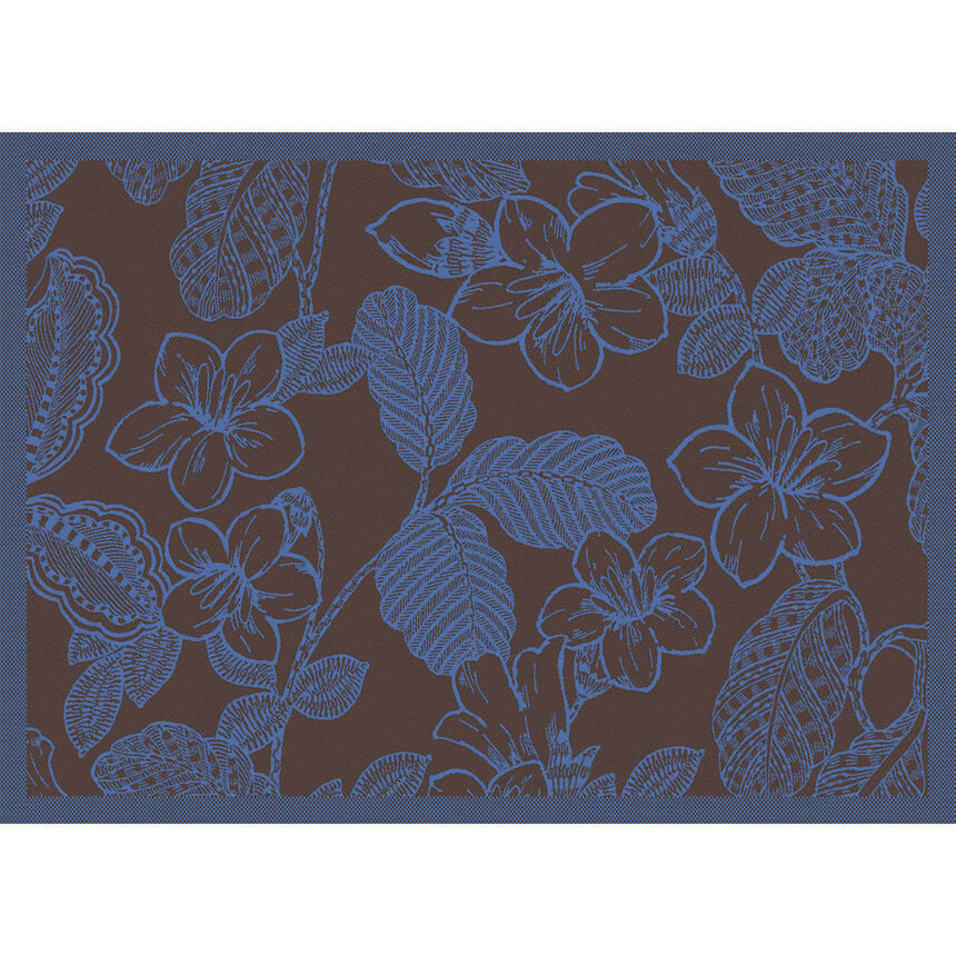 Coated placemat Sulawesi Fleurs Blue 50x36 100% cotton, , hi-res image number 0
