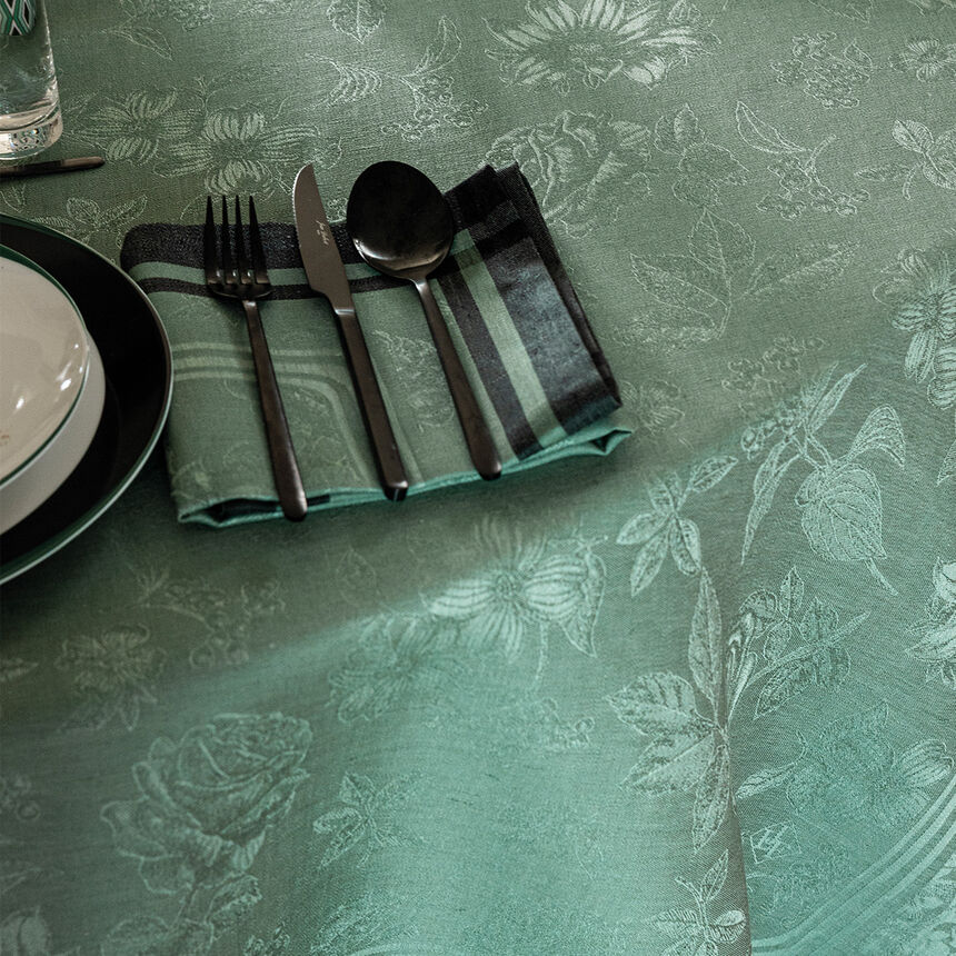 Napkin Romance Green 50x50 100% linen, , hi-res image number 0