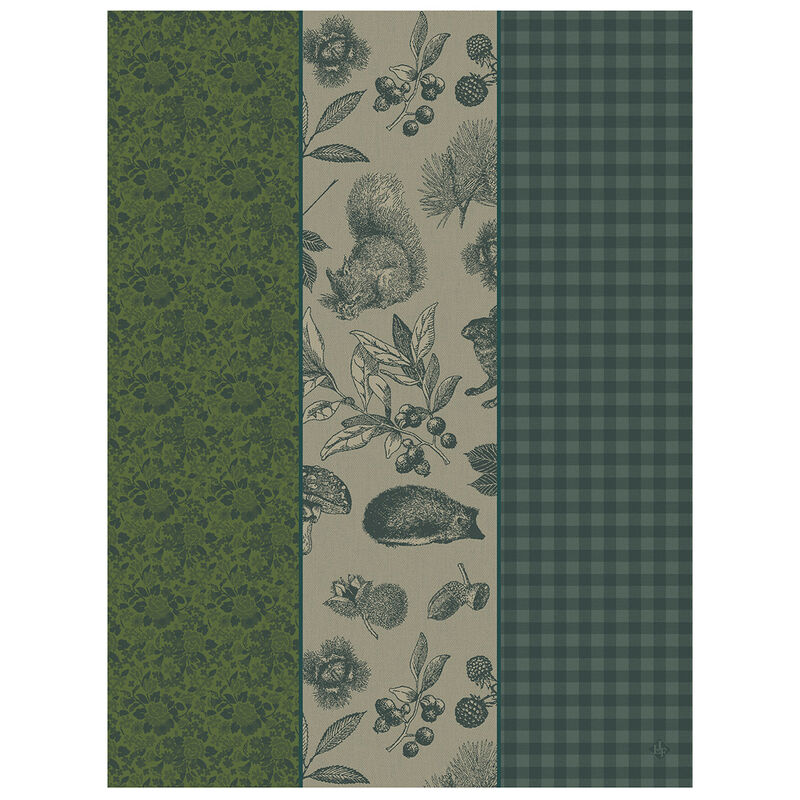 Tea towel Dans les bois Tryptique Green 60x80 100% cotton, , hi-res image number 1