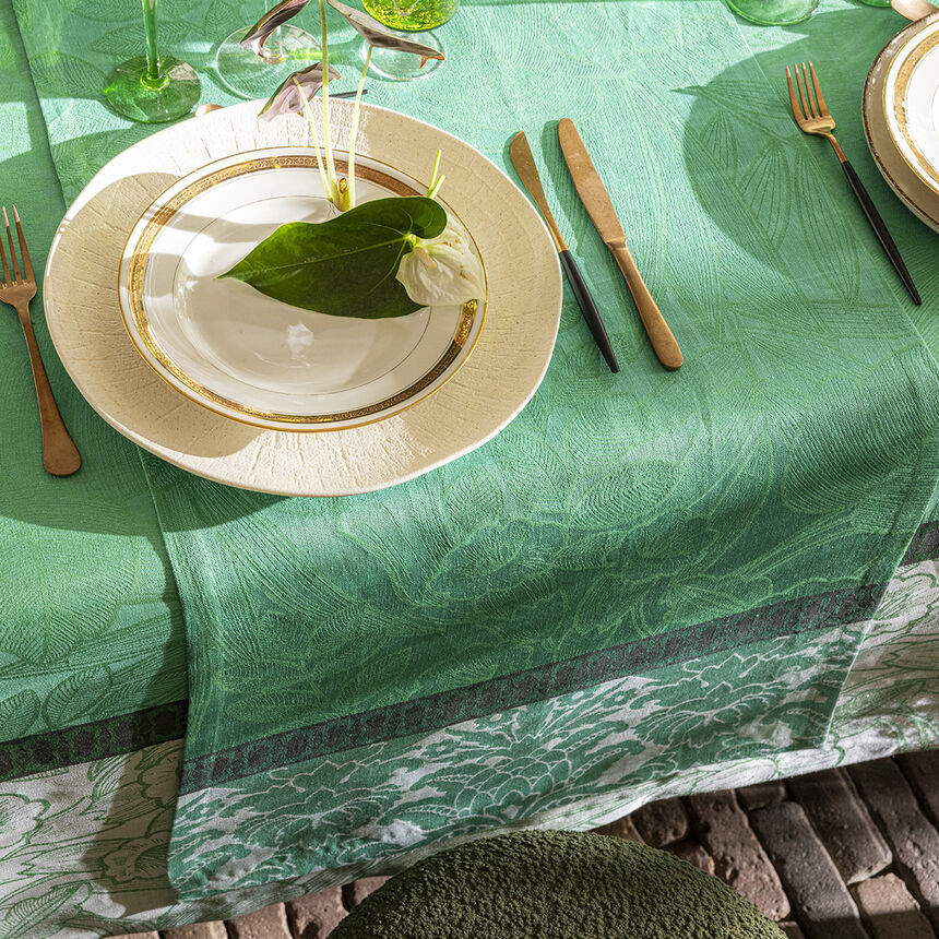 Runner Escapade Tropicale Green 50x150 100% linen, , hi-res image number 2