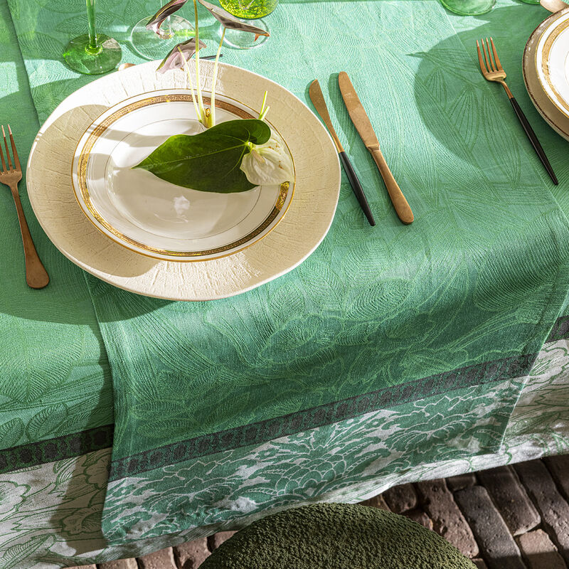 Runner Escapade Tropicale Green 50x150 100% linen, , hi-res image number 2