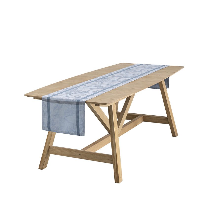 Runner &Agrave; l'orangerie Blue 50x150 100% linen, , hi-res image number 0