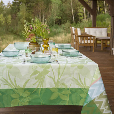 Coated tablecloth La Vie en Vosges Coated Green 175x175 100% cotton